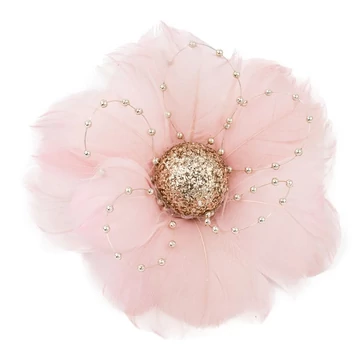 MagicHome karácsonyi virág, pelyhes, rózsaszín 12 x 12 x 6 cm