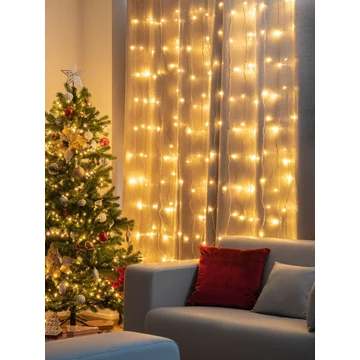 Fényfüzér MagicHome Karácsony Curtain, 160 LED meleg fehér, 230 V, 50 Hz, 8 funkció, időzítés, megvilágít