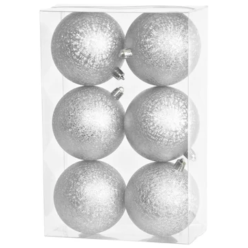 MagicHome karácsonyi gömbök, 6 db, ezüst, karácsonyfára, 8 cm