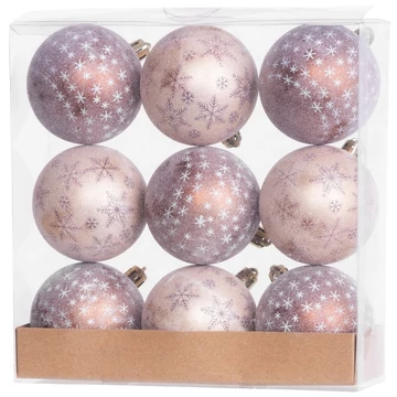 MagicHome karácsonyi gömbök, 9 db, bronz, matt, dekorációval, karácsonyfára, 6 cm