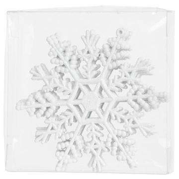 MagicHome karácsonyi dísz, 6 db, hópehely, fehér, karácsonyfára, 12 cm