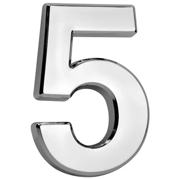 MagicHome '5' házszám, ragasztószalaggal, ezüst, 70 x 100 mm, ABS