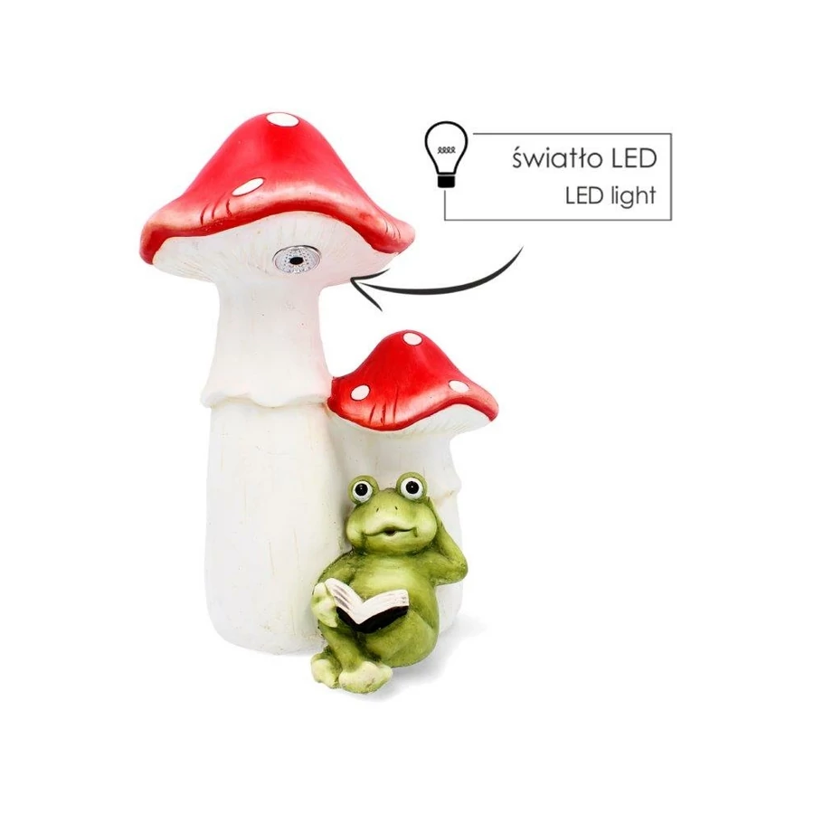 Kerámia Béka és Gomba ledes világítással 29,5x27,5x42cm