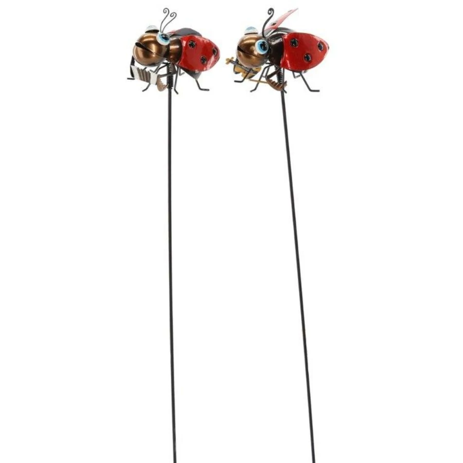 Dekor letűzhető fém katicabogarak 86cm