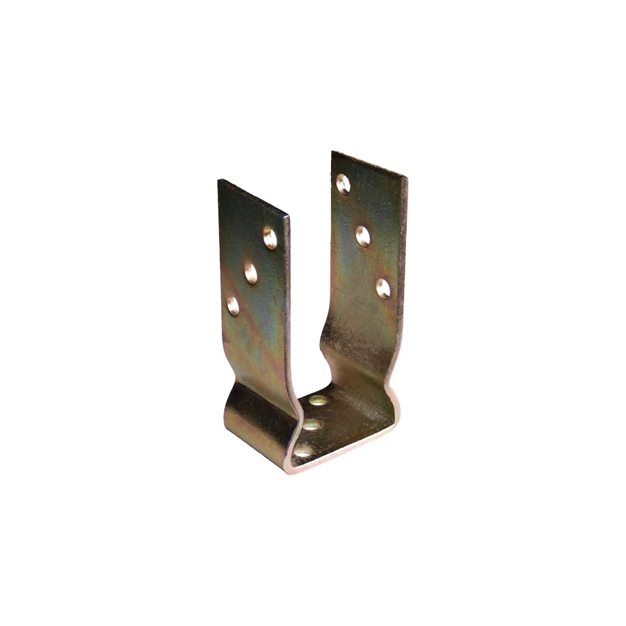 Oszloptalp "U" lecsavarozható rogyasztott  120 x 60 x 120 / 5 mm sárga horgany