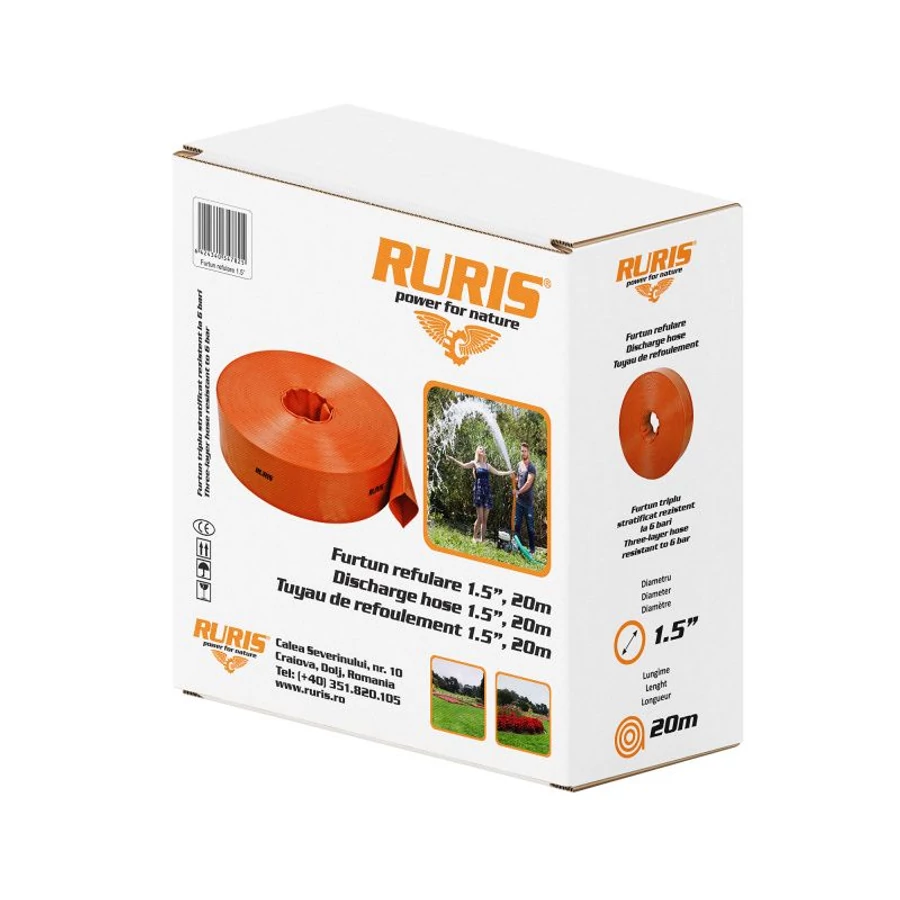 Nyomótömlő 1.5" 20m, benzinmotoros szivattyúhoz