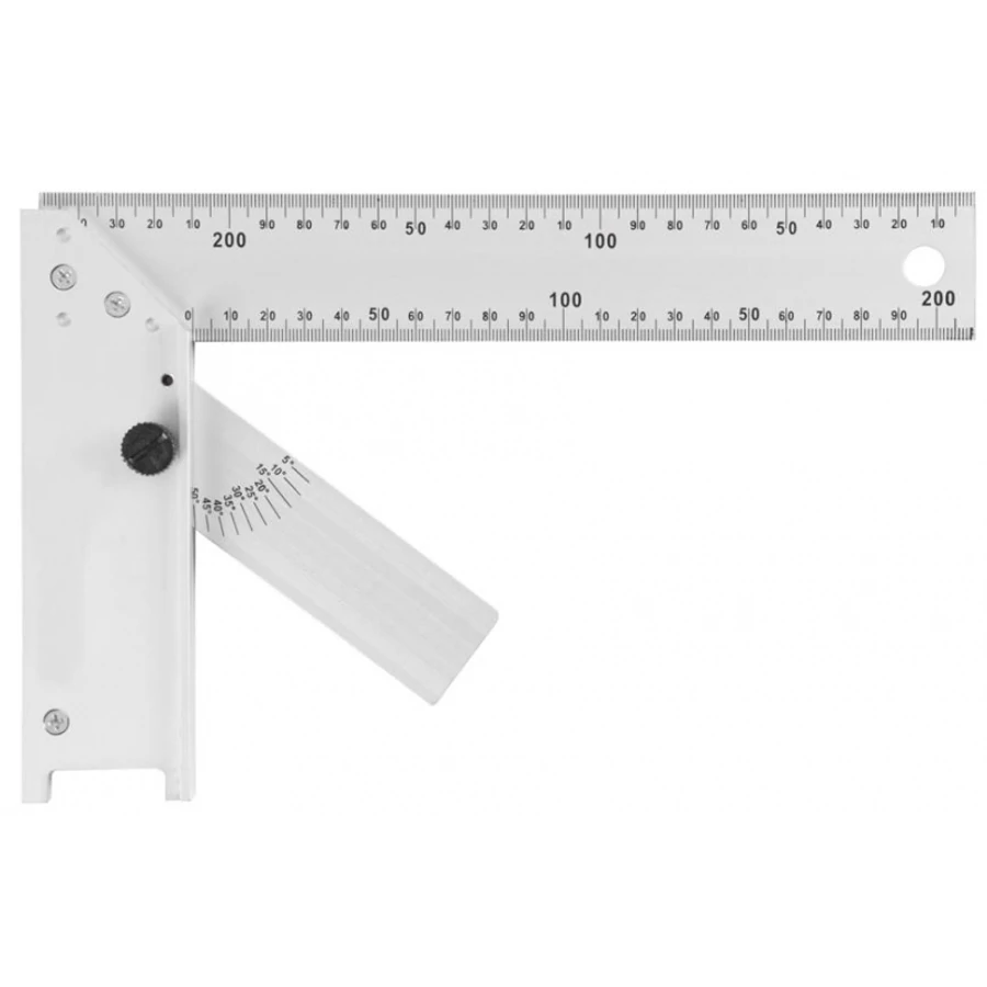 Derékszög alu, 250mm, szögmérővel