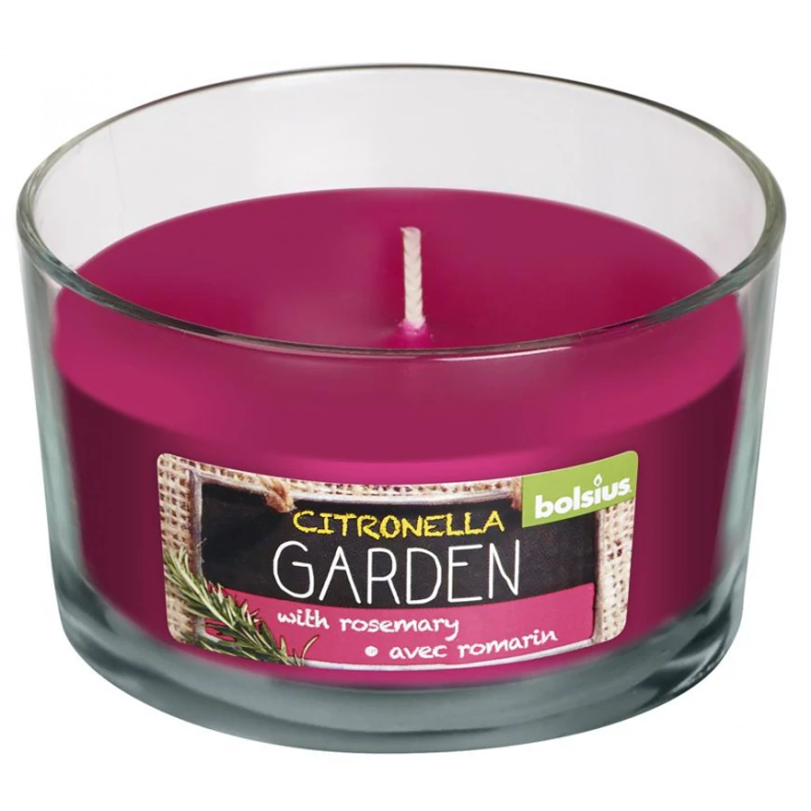 Gyertya bolsius Glass 62/106 mm, citronella, rozmaring