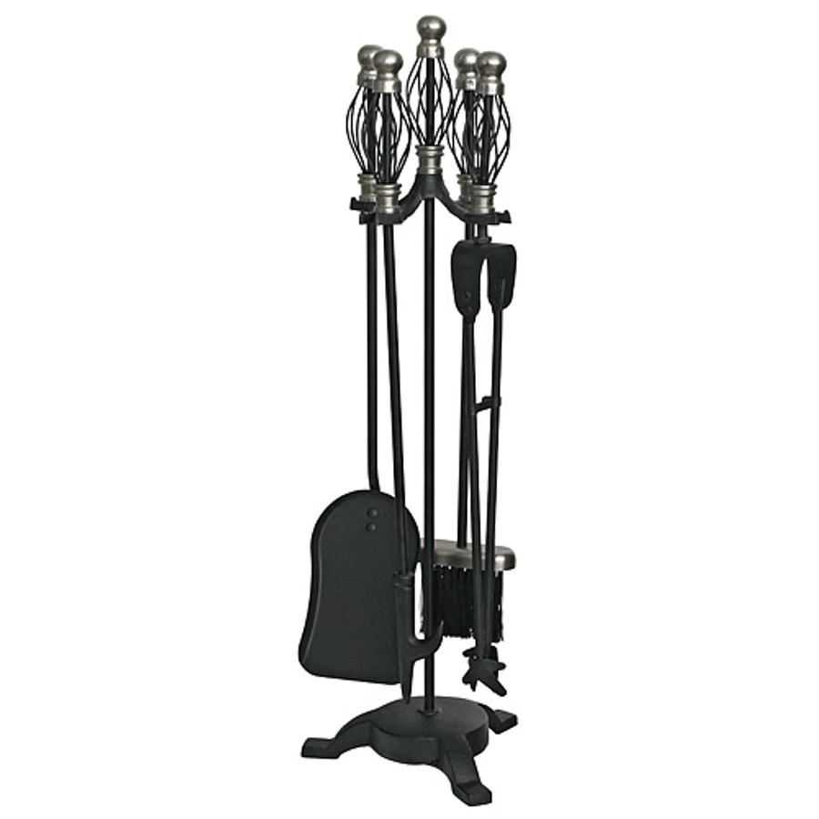 Kandalló szett, 5 darabos, 66 cm, nikkelezett