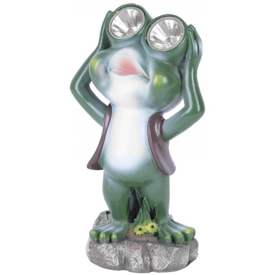 Solar lámpa, béka, 14x12x25 cm, 2 LED