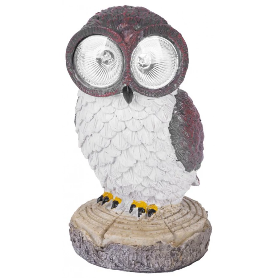 Solar lámpa, bagoly, 14x14x25 cm, 2 LED