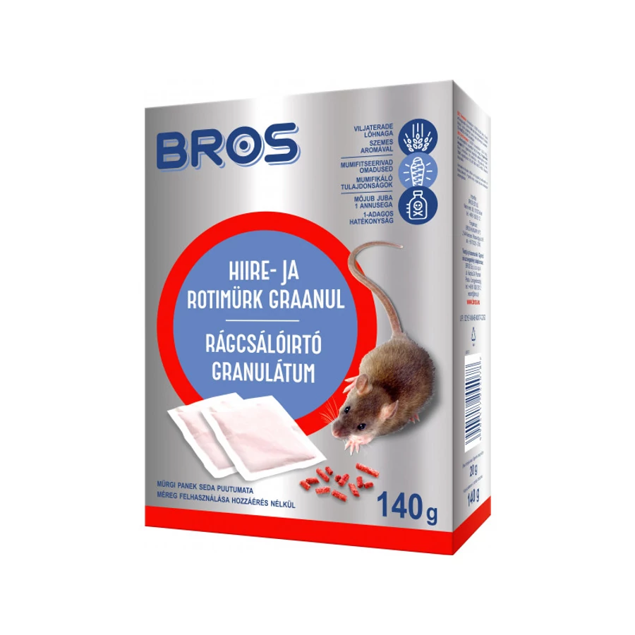 Bros Rágcsálóirtó granulátum 140g 29 ppm
