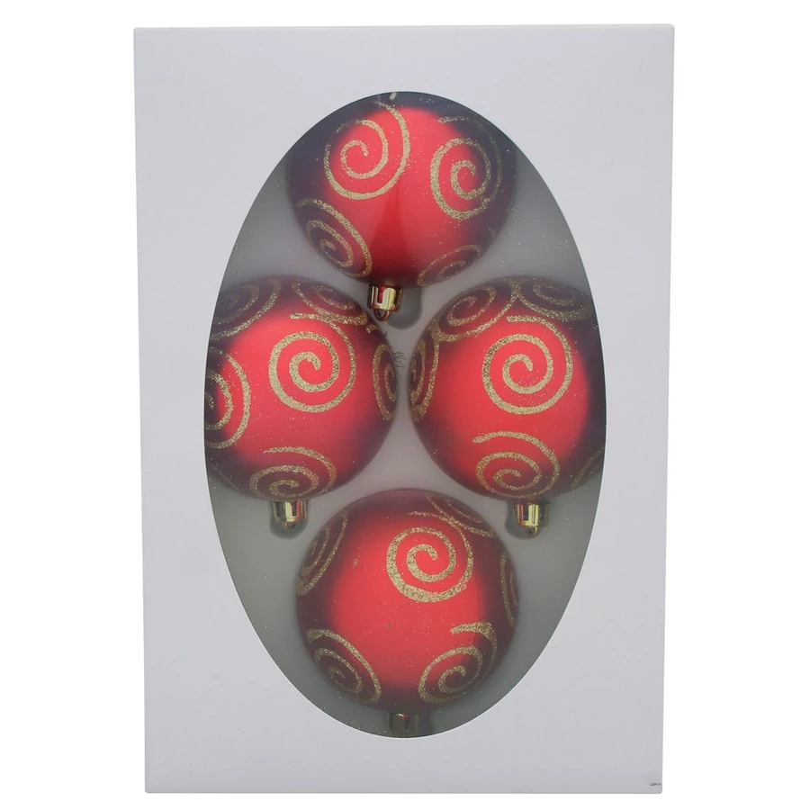 MagicHome karácsonyi gömbök, 4 db, arany díszítéssel, 7 cm