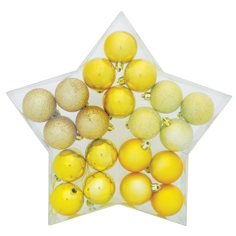 MagicHome karácsonyi gömbök, 20 db, arany, mix, 5 cm