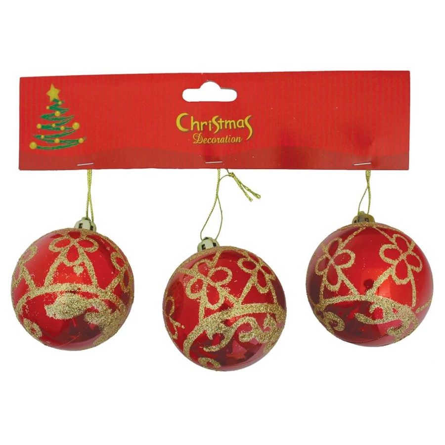 MagicHome karácsonyi gömbök, 3 db, csillámos arany, 6 cm