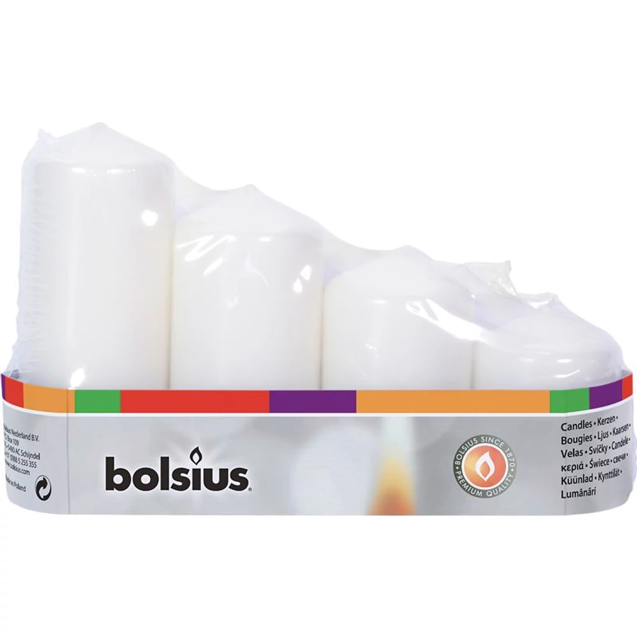 Gyertya bolsius Pillar Advent, fehér, 48 mm 60/80/100/120 mm 4db/csomag