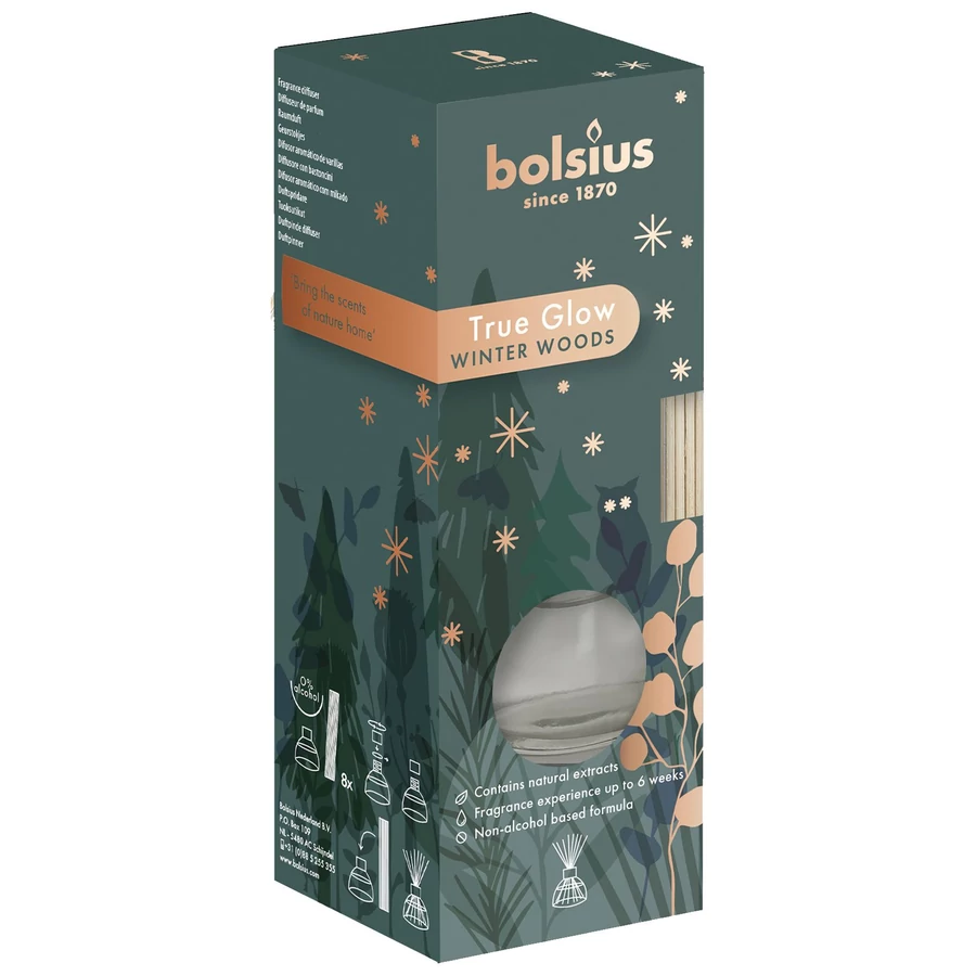 Bolsius True Glow diffúzor, karácsonyi, növényi viasz, téli fa illata, 45 ml