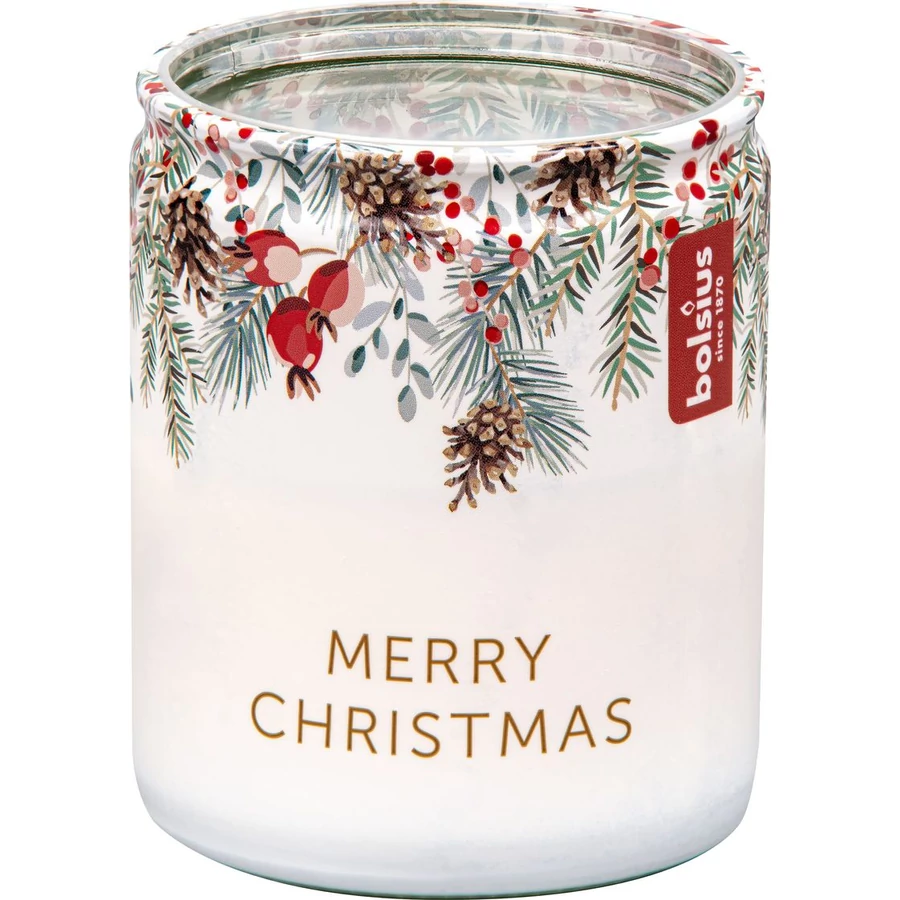 Gyertya Bolsius Starlight Karácsonyi ág, üvegben, 23 óra., 68x82 mm