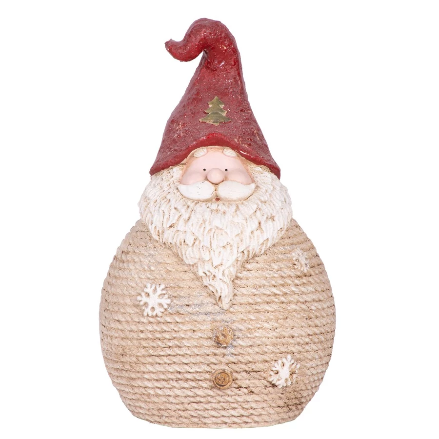 MagicHome karácsonyi szobor, nagy gömbölyű Mikulás, kerámia, 42,5 cm