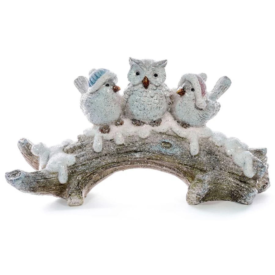 MagicHome karácsonyi dekoráció, Madarak az ágon, kerámia, 31 x 9,5 x 16,5 cm