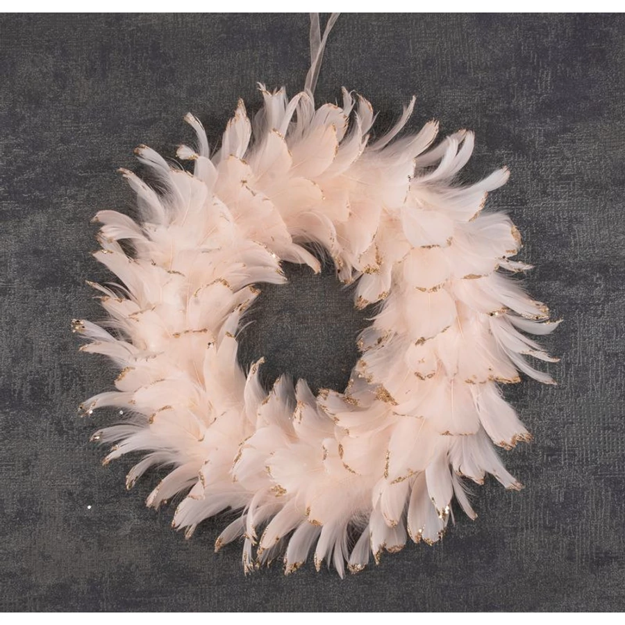 MagicHome karácsonyi koszorú, pelyhes, rózsaszín, felfüggeszthető, 35 cm