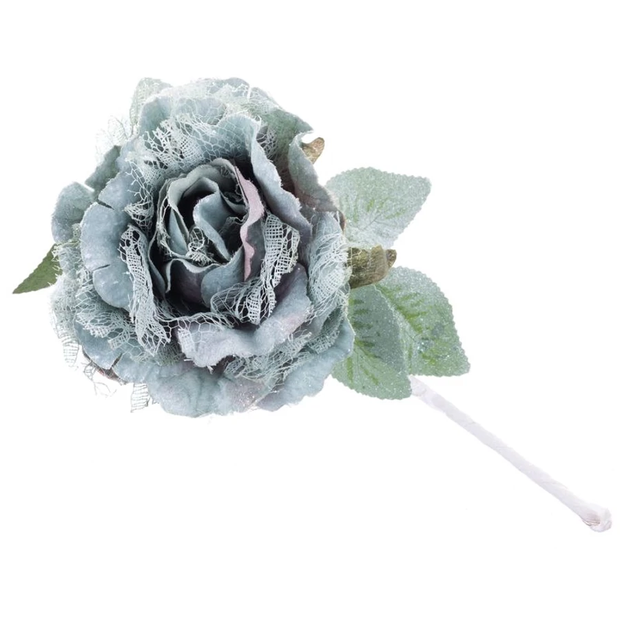 MagicHome virág, bazsarózsa levéllel, zöld, szár, virágméret: 12 cm, virághossz: 23 cm, 6db/csomag