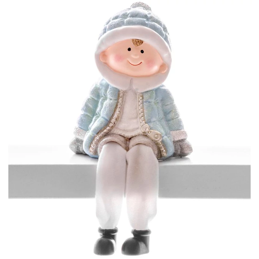 MagicHome karácsonyi szobor, Fiú, műgyanta 11 x 8 x 13 cm