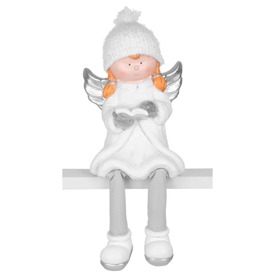 MagicHome karácsonyi szobor, Angyal könyvvel, kerámia, 22 x 20 x 32,5 cm