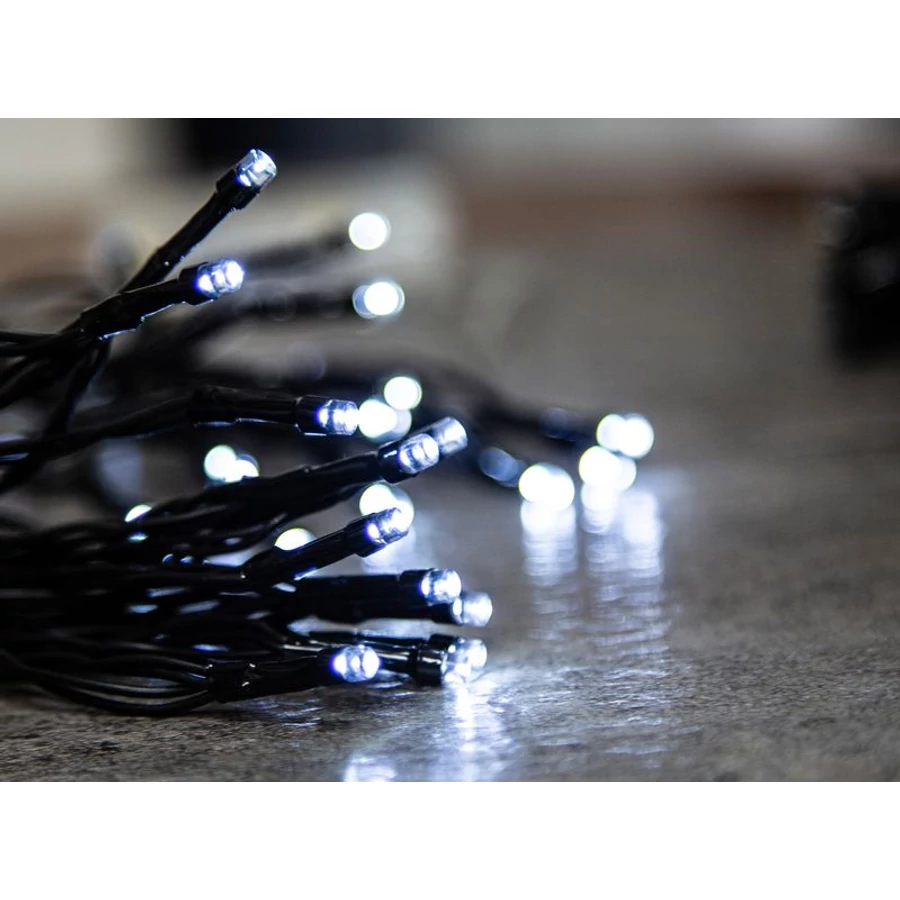 Fényfüzér MagicHome Karácsony Ceibo, 48 LED hideg fehér, 8 funkció, időzítő, 3x AA, kültéri, megvilágítás,