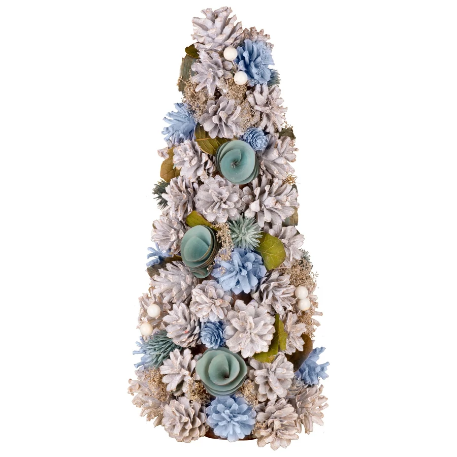 Karácsonyfa MagicHome Karácsony, feldíszített, natúr, kék, 40 cm