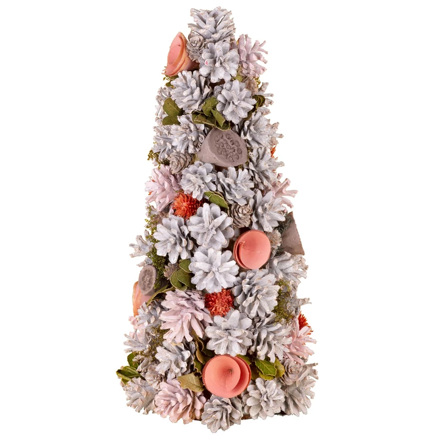 Karácsonyfa MagicHome Karácsony, feldíszített, natúr, rózsaszín, 40 cm