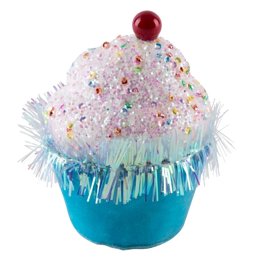 MagicHome Candy Line karácsonyi dekoráció, felfüggeszthető kék muffin, 7 x 7 x 11 cm