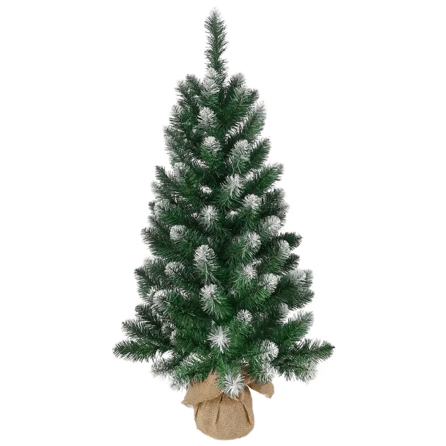 Karácsonyfa MagicHome Karácsony Nico, juta fenyő, havas végek, 60 cm