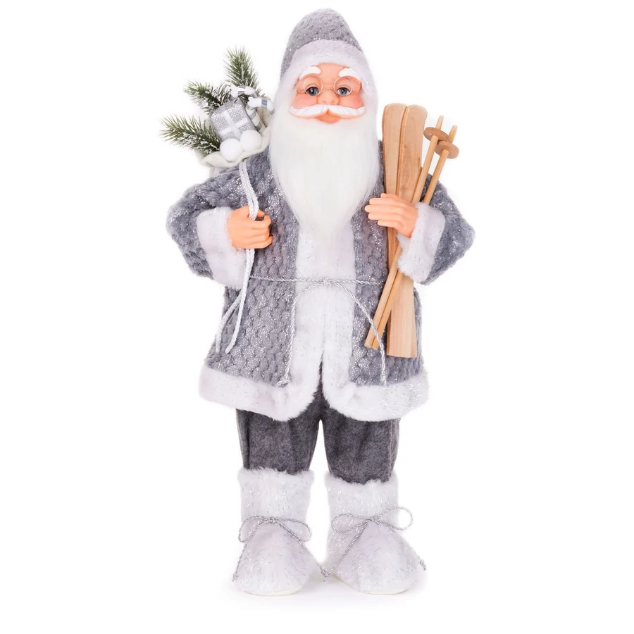 MagicHome karácsonyi dekoráció, Álló Mikulás sítalppal, 60 cm