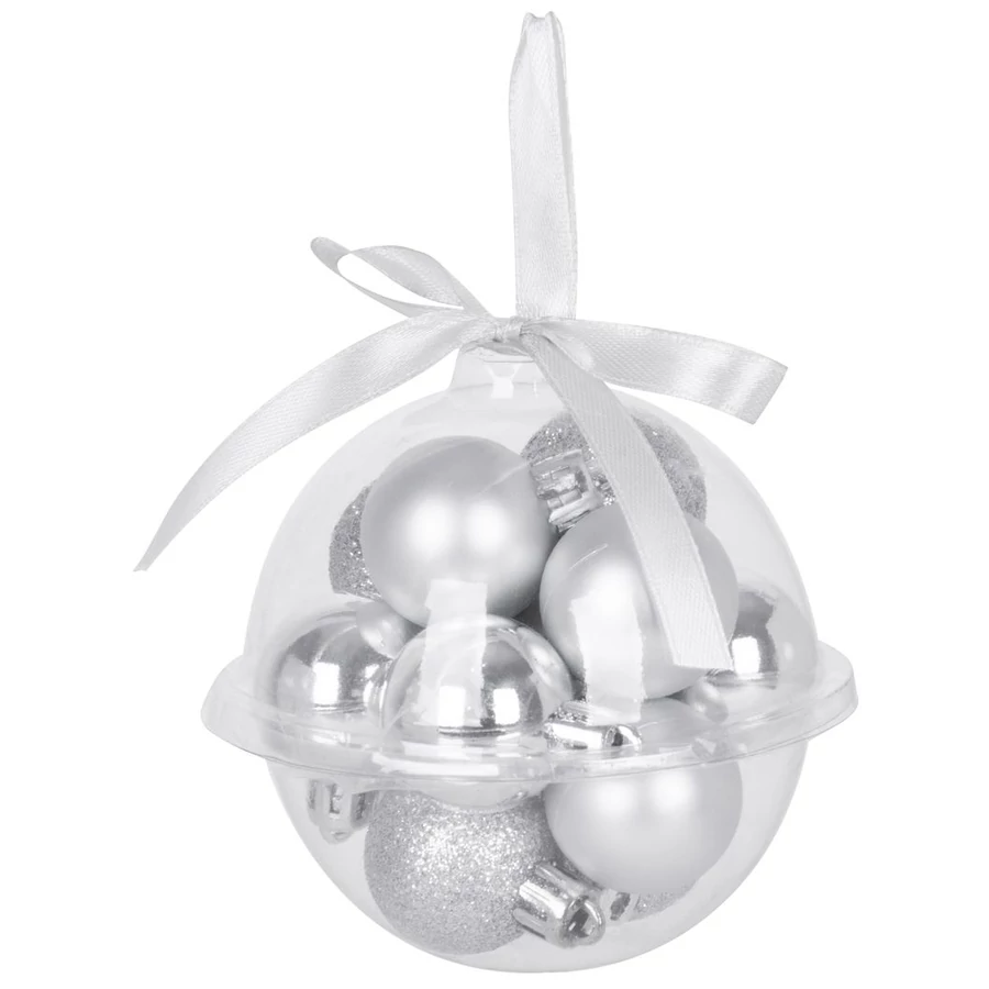 MagicHome karácsonyi gömbök, 12 db, 3 cm, ezüst, karácsonyfára