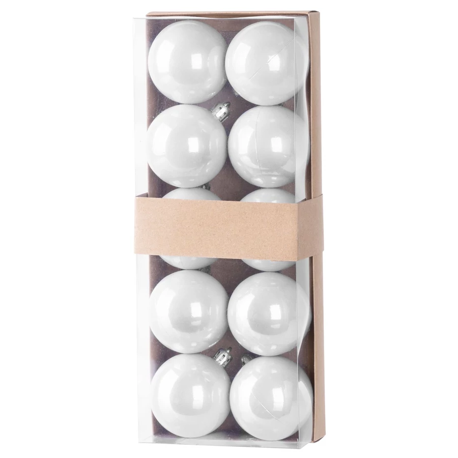 MagicHome karácsonyi gömbök, 10 db, fehér, karácsonyfára, 5 cm