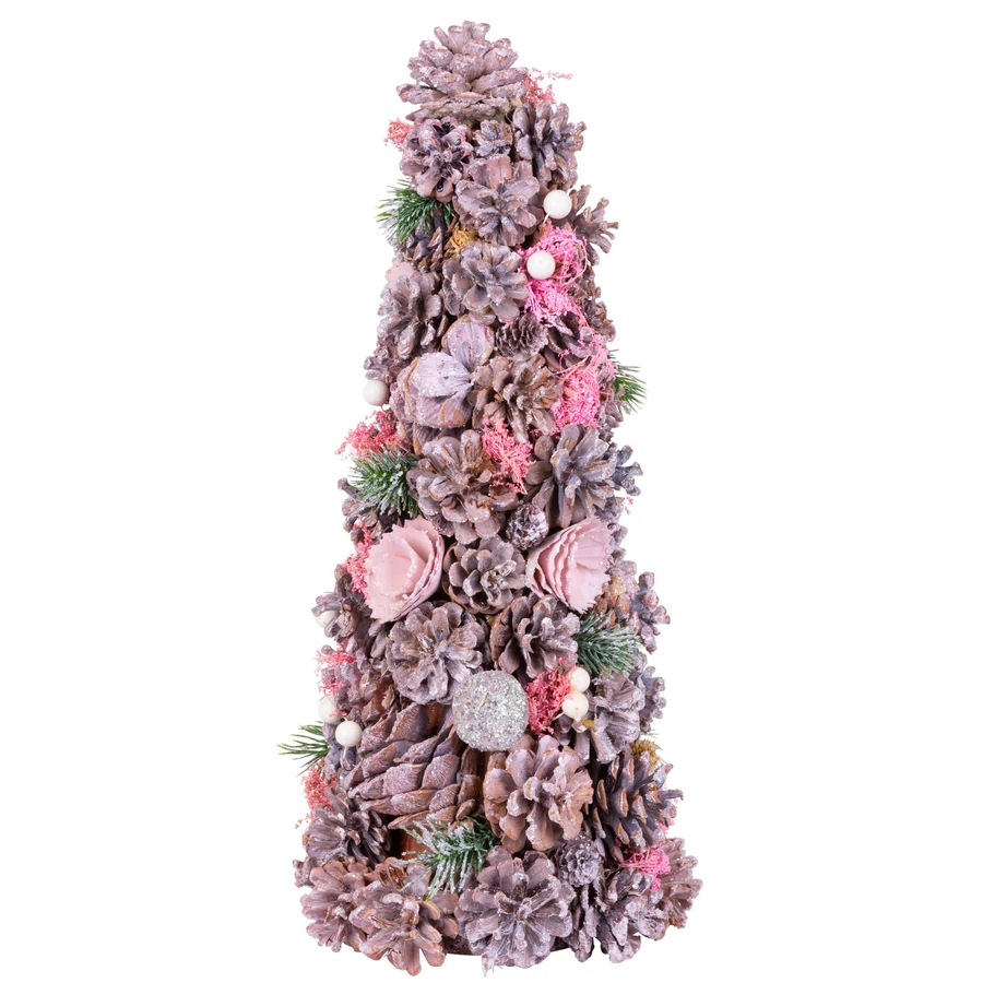 Karácsonyfa MagicHome Karácsony, feldíszített, rózsaszín, 40 cm