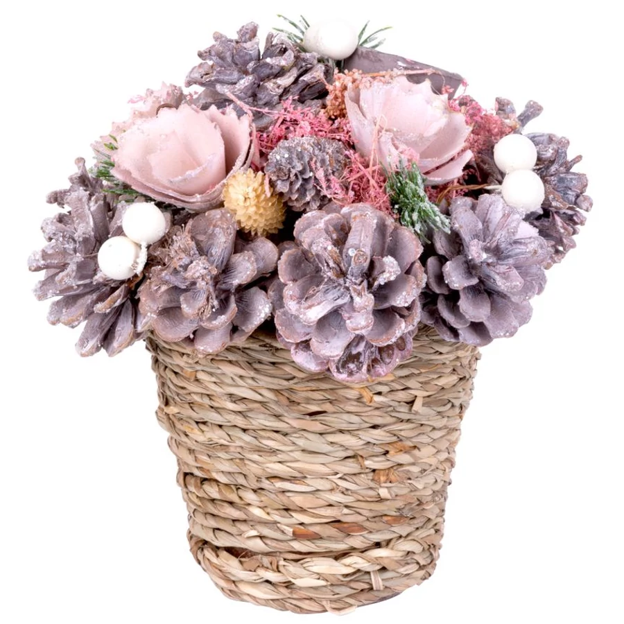 MagicHome Karácsonyi ikebana, virág cserépben, 19 cm