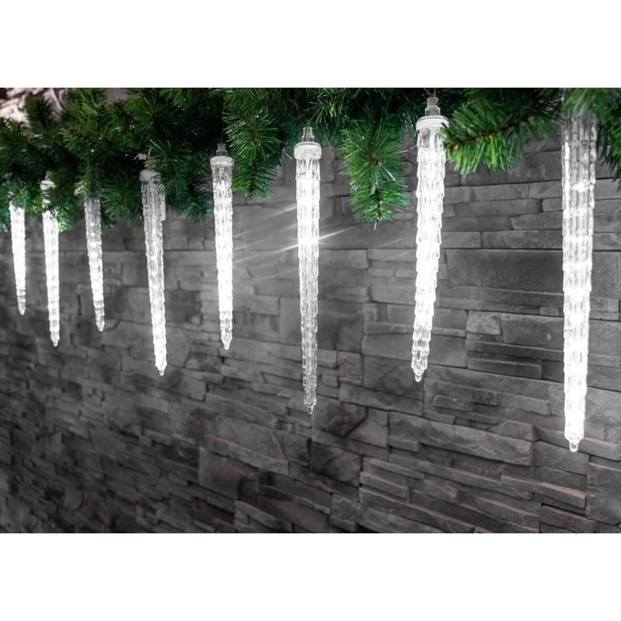 Fényfüzér MagicHome Karácsony Icicle, 352 LED hideg fehér, 16 jégcsappal, vízesés hatással, 230 V, 50 Hz,