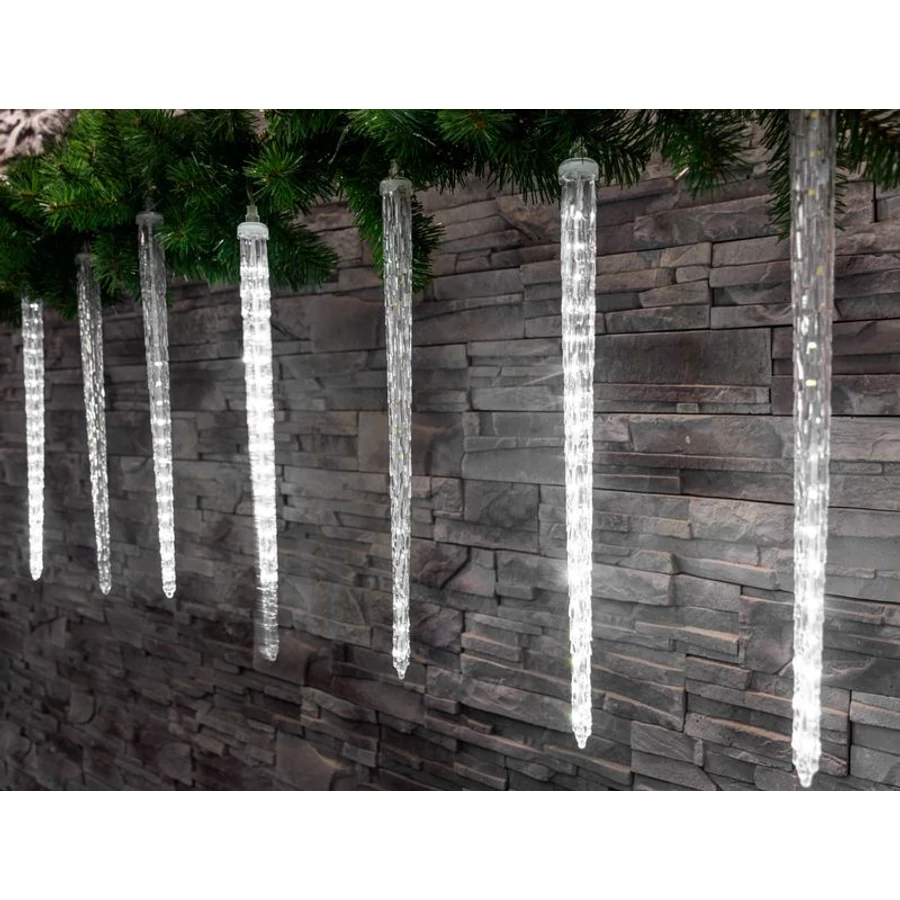 Fényfüzér MagicHome Karácsony Icicle, 288 LED hideg fehér, 8 jégcsappal, vízesés hatással, 230 V, 50 Hz,