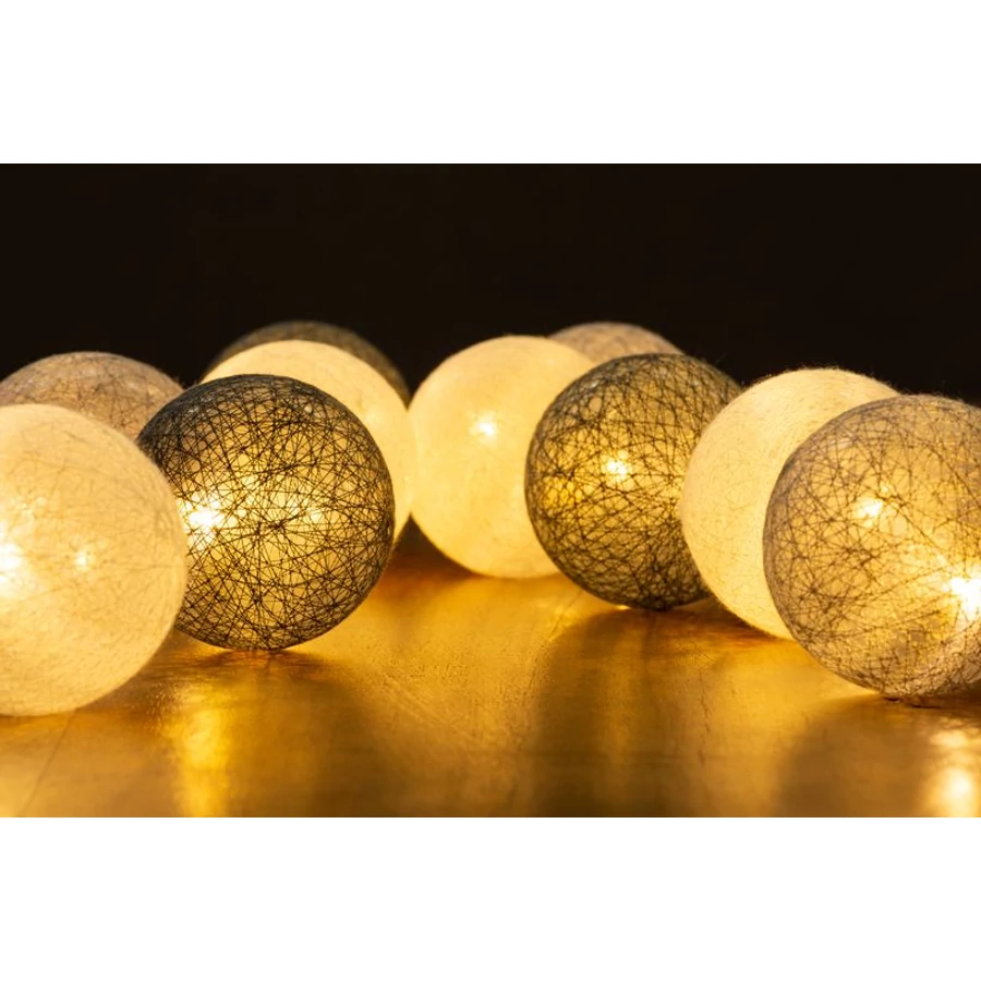 Fényfüzér MagicHome Cotton Balls 3, 10 LED, PE/pamut, 2x AA, egyszerű világítás, megvilágítás, L-1,35 m
