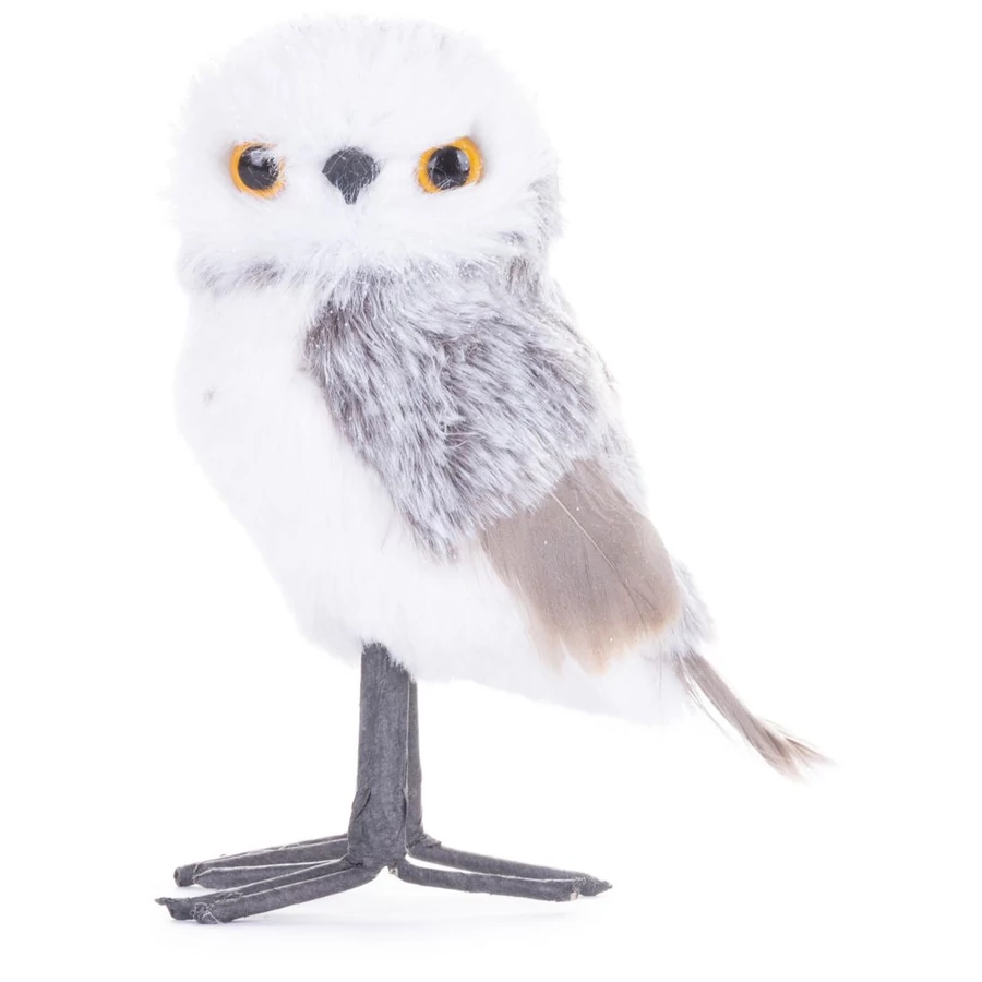 Bagoly MagicHome Karácsony, szürke, 13 cm