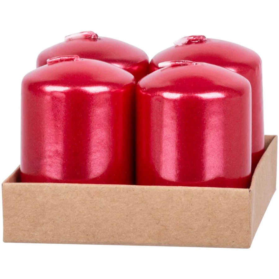MagicHome karácsonyi gyertya, 4 x 6 cm, 4 db/csomag, piros, adventi