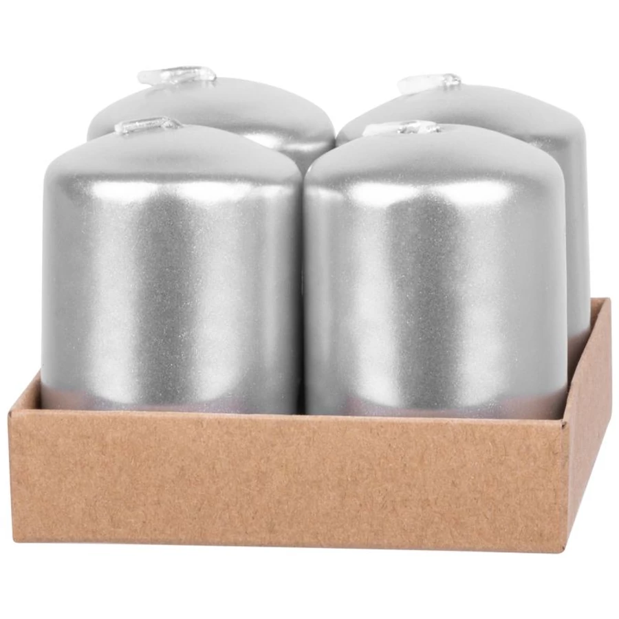 MagicHome karácsonyi gyertya, 4 x 6 cm, 4 db/csomag, ezüst