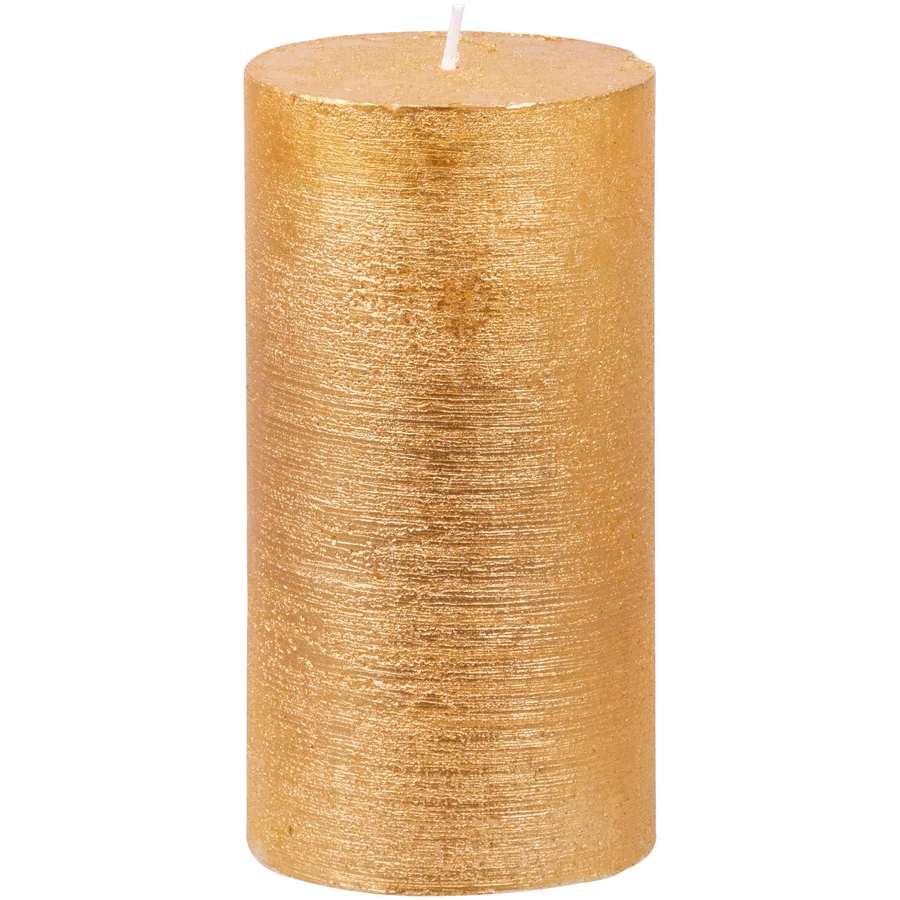 MagicHome karácsonyi gyertya, 6,9 x 13 cm, arany, fémhatású