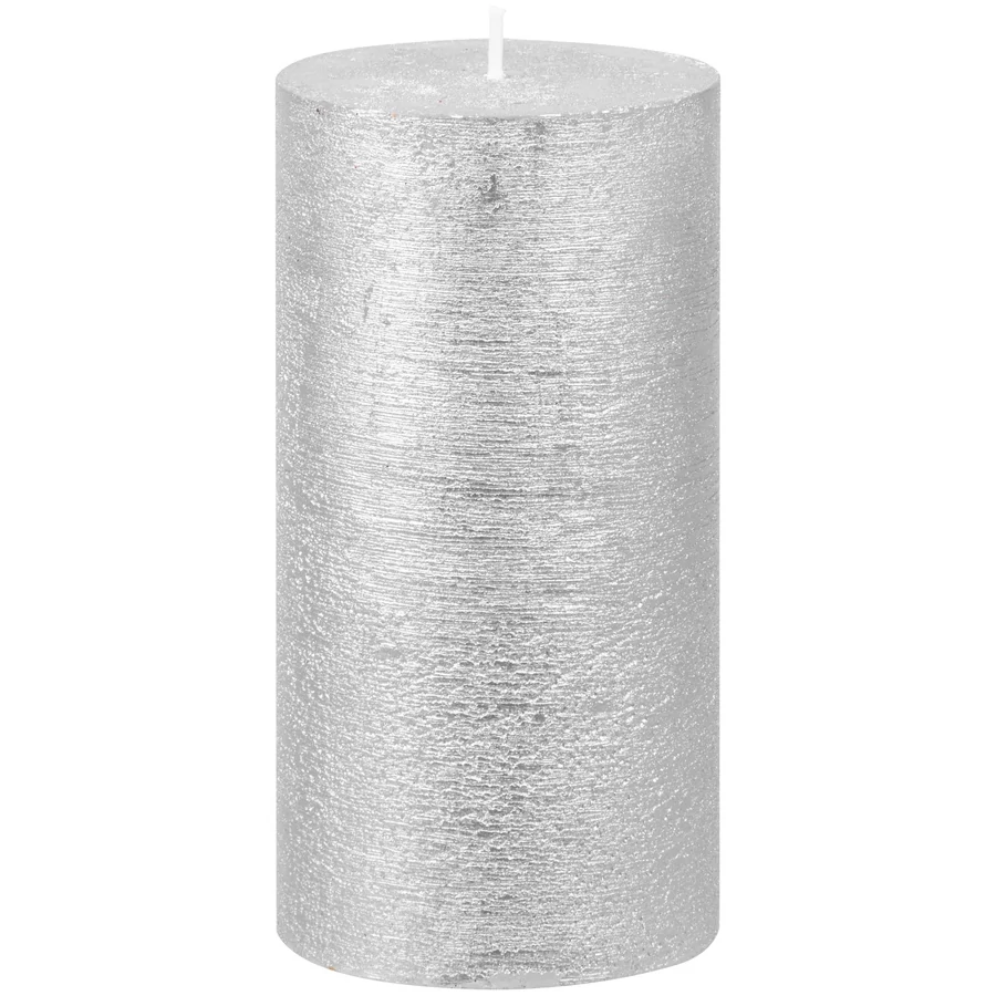 MagicHome karácsonyi gyertya, 6,9 x 13 cm, ezüst, fémhatású