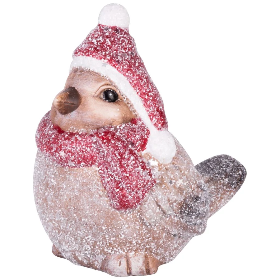 MagicHome karácsonyi dekoráció, Csillogó madár, terrakotta, 10,5 x 7,5 x 10,8 cm