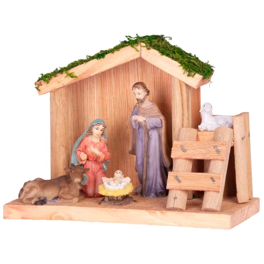 MagicHome karácsonyi dekoráció, Betlehem, fa, műgyanta, 15 cm