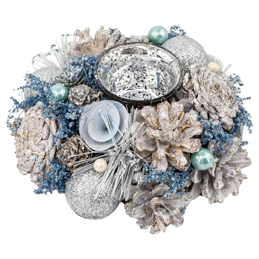 MagicHome Karácsonyi ikebana, natúr, krémszínű, gyertyára