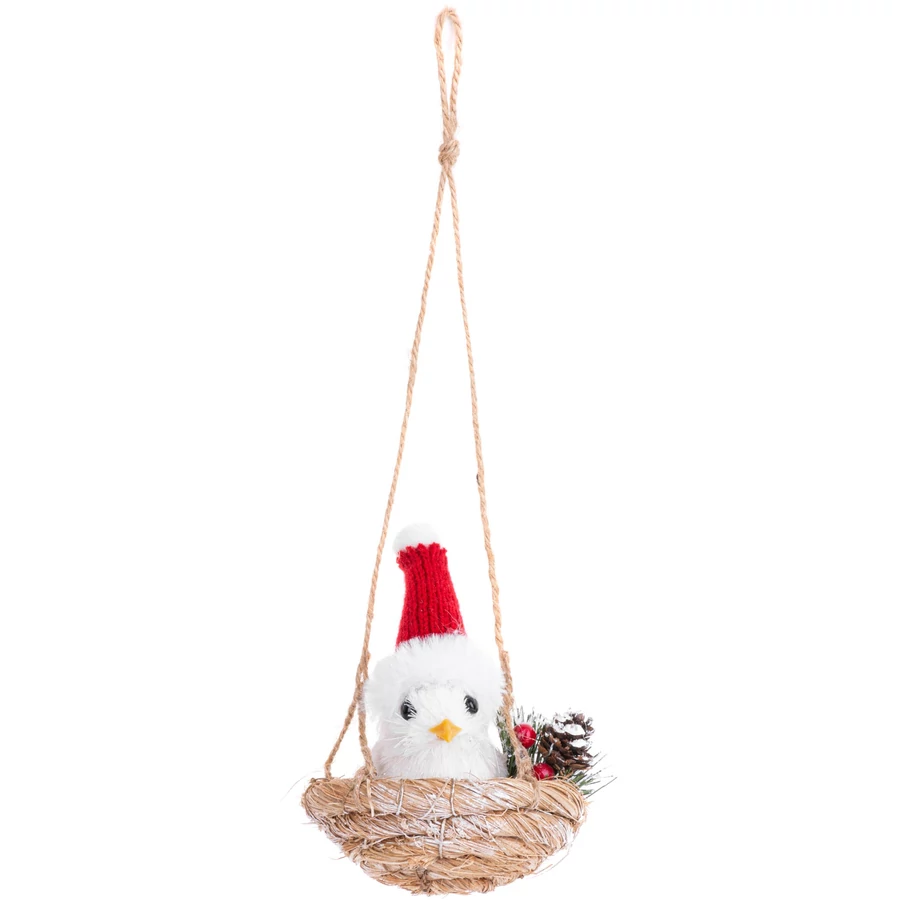 MagicHome karácsonyi dekoráció, Fészkelő madár, felfüggeszthető, 11,5 x 10 x 11 cm